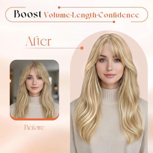 Image of Sunny Hair Clip in Hair Extensions Real Human Hair Highlight Blonde