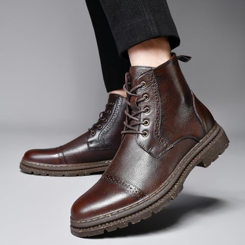 Image of Arkbird Mens Oxford Dress Boots Fashion Casual Genuine Leather Brogue Chukka Ankle Boot for Men