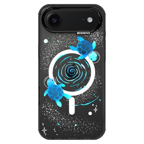 Coque iPhone Air MOSNOVO MagSafe transparente noire avec motif tortue
