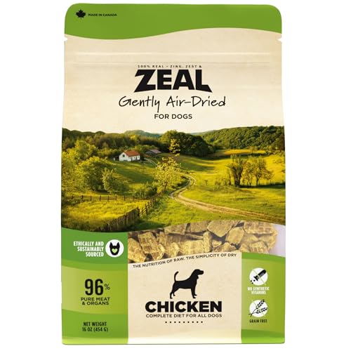 ZEAL Canada Air-Dried Chicken Recipe for Dogs - High Protein, Natural Superfoods, Nutrient Rich, No Fillers, Grain Free, Complete & Balanced (Chicken, 1 lb)