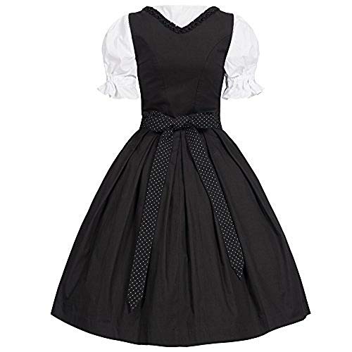 Womens Oktoberfest Halloween Costume Bavarian Beer Girl Dirndl Tavern Maid Dress (M, Black)