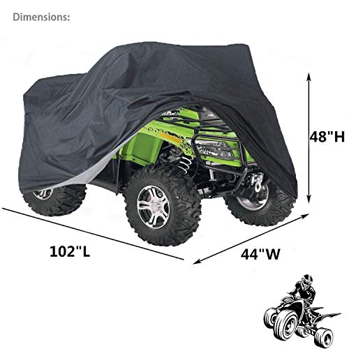 Indeed Buy Atv Cover Waterproof, 420D Heavy Duty Ripstop Material Black Protects 4 Wheeler From Snow Rain Or Sun,102'' X44'' X 48'' #TOP4