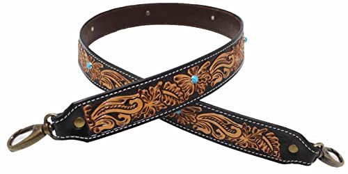 Image of CHALLENGER Western Antique Tooled Leather Replacement Shoulder Strap for Bags Purse Duffle 115FKStrap