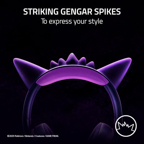 Image of Razer Kraken Kitty V2 USB Wired Headset: Gengar Spikes - Stream Reactive Lighting - HyperClear Cardioid Mic - 40 mm Drivers - 7.1 Surround Sound - Comfortable Ear Cushions - Pokemon Gengar Edition