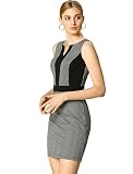 Allegra K Robe sans Manches Motif Colorblock à Encolure en V Noir Blanc M
