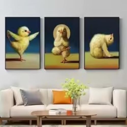 Poulet de yoga peinture sur toile pour déco gym et salon