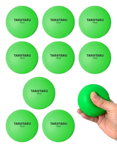 Tarutaru Weighted Balls for Baseball & Softball [9 Pack 16 oz] Practice Heavy Ball for Hitting Batting & Pitching Training Improve Power and Mechanics 2.85inch Green