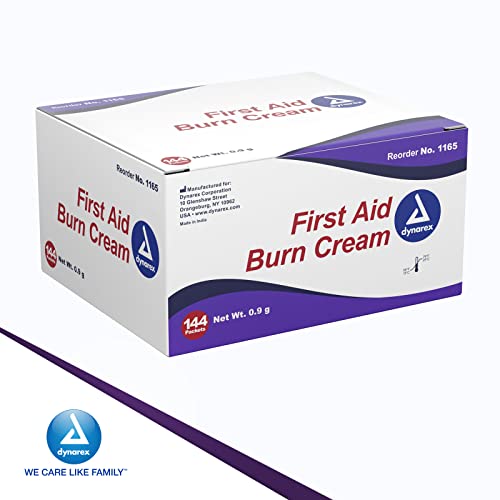 Dynarex First Aid Burn Cream - Burn Ointment For Minor Cuts, Wounds, Burns - Single Dose Water-Based Formula With Benzalkonium Chloride - For Medical & Home Care - 0.9G Packets, Box Of 144 #TOP6