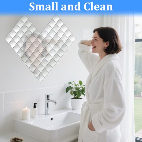 Bewudy 200 sztuk mini luster, 2,5 × 2,5 cm, akrylowe płytki lustrzane, małe samoprzylepne lustro, kwadratowe, samoprzylepne, mozaikowe, do sztuki, na ścianę, majsterkowanie, do dekoracji domu