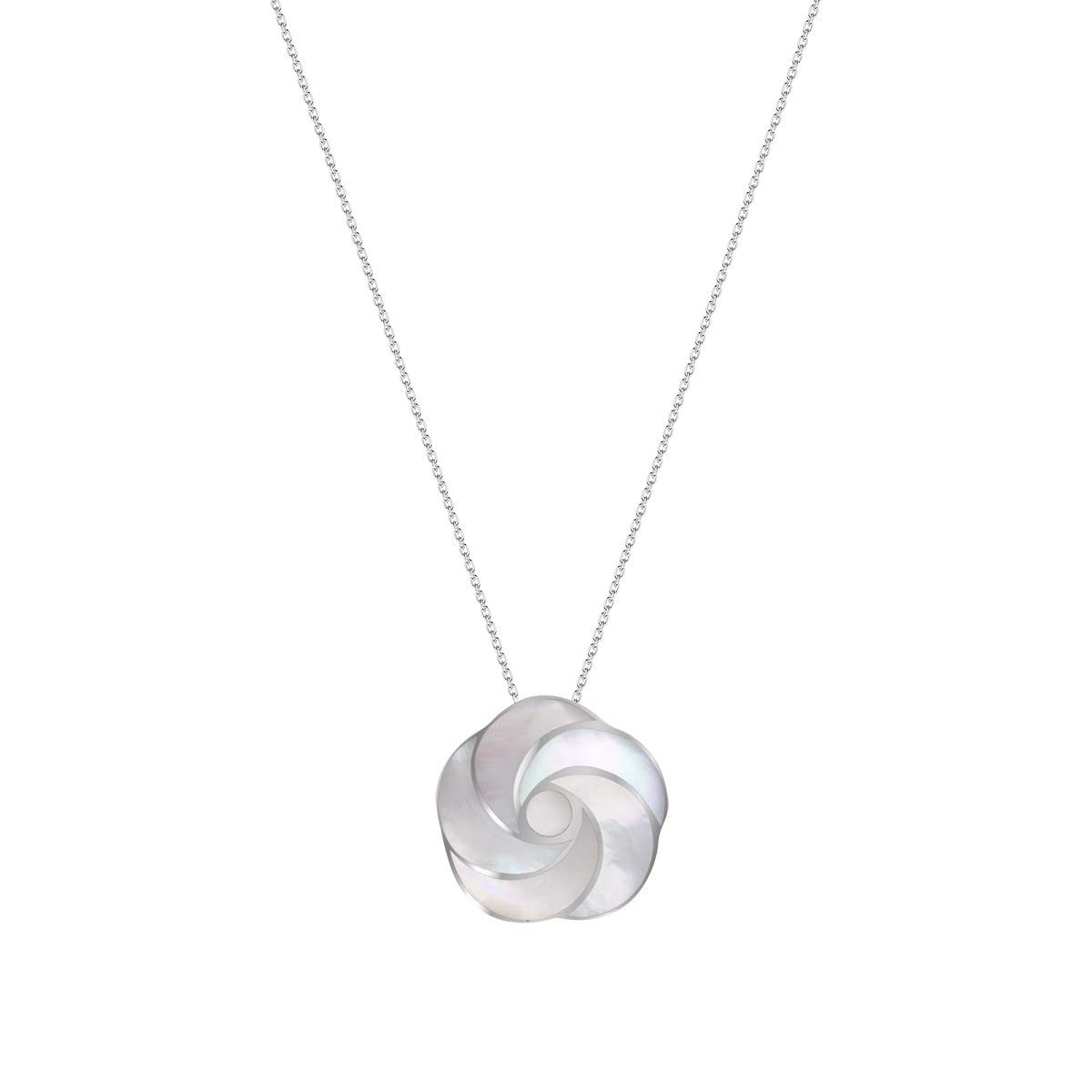 Pendentif nacre et argent 925 massif fleur spirale artisanale - 6