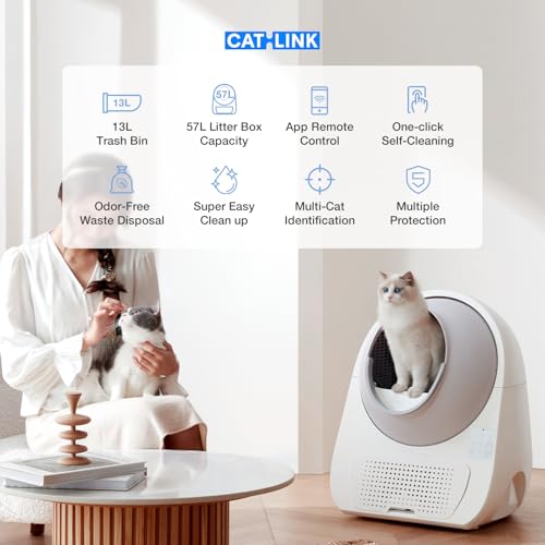 Image of CATLINK Self Cleaning Automatic Litter Box for Cats - Hands-Free Cleanup with App Control, Double Odor Removal - Extra Large Size for 3.3~22lbs Cats - Smart Robot Cat Litter Box (Upgrade)