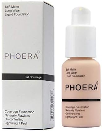 Matte Oil Control PHOERA Liquid Foundation, Full Concealer Foundation Cream Brighten long-lasting Shade 30ml