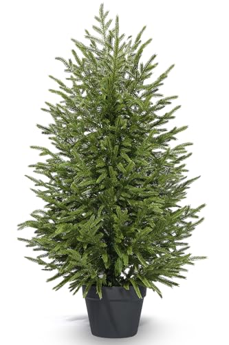 3ftArtificial Topiary Trees for Outdoor Front Porch Dcor Real Touch Norfolk Pine Tree UV Rated Fake Potted Plants for Outdoor Indoor Door Garden Farmhouse Home Decoration