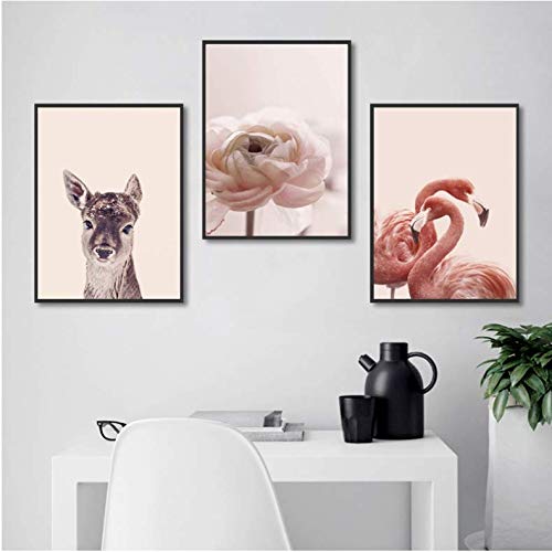 Affiche flamingo pour salon moderne | Toile rose de 50x70cm