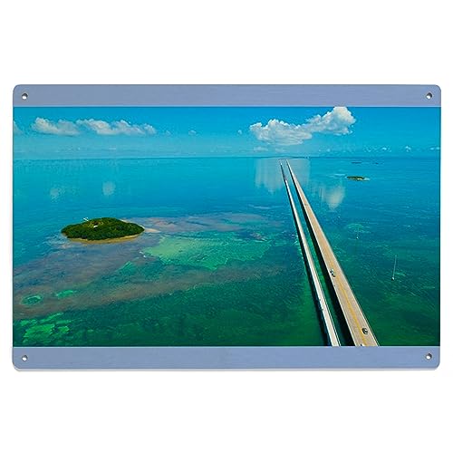 Lantern Press 6x9 Inch Wood Sign, Ready to Hang Wall Decor, Key West, Florida, Pigeon Key and 7 Mile Bridge, Photography A-93350