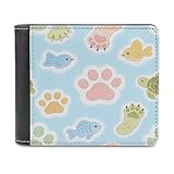 VstaDank Cartera de piel colorida con estampado de huellas de animales para hombre, billetera plegable elegante y delgada con bolsillo frontal, tarjetero, monedero para dinero en efectivo