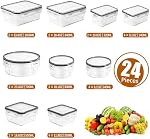 24 Conditionner les contenants de préparation des repas, PRAKI Ensemble de contenants de stockage alimentaire avec Lids.Conteneurs de préparation d'aliments en plastique pour les organisateurs de cuisine de garde-manger et de stockage, sans BPA, sans fuite, micro-ondes/laveuse à vaisselle