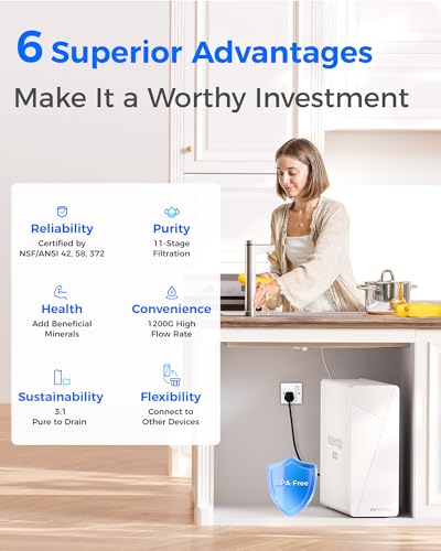 Image of Waterdrop X12 Alkaline Mineral Reverse Osmosis System, 1200 GPD, Under-Sink | NSF /ANSI 42 & 58 & 372 Certified, 11-Stage Filtration, Tankless RO System, 3:1 Pure to Drain, Smart Silver Faucet, BPA Free