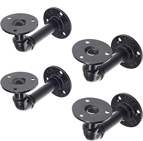 Y-Nut Shelf Bracket Set of 4, Heavy Duty Black Steel Corner Brace, Decorative Joint Angle Bracket for Shelf, Shelves Wall Hanging Bracket with Screws