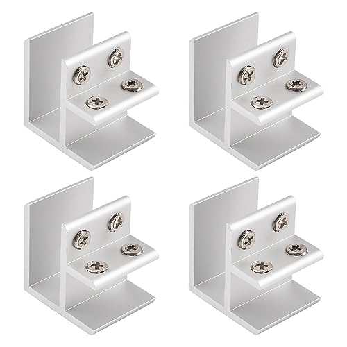 INCREWAY Glass Clamp, 4Pcs Adjustable 90 Degrees Glass Clips Aluminum Alloy Glass Shelf Support Bracket
