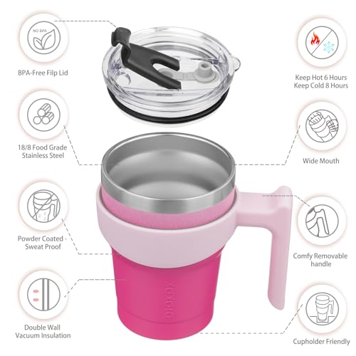 Image of BJPKPK 10 oz Mini Tumbler with Lid, Straw & Handle, Insulated Steel Cup