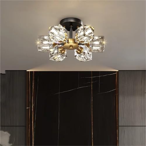 Plafonnier en cristal de cuivre à 5 têtes pour illuminer un couloir sombre