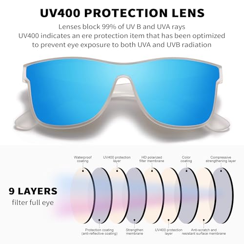 Image of DUBERY Fashion Polarized Sunglasses for Women Men 100% UV Protection Trendy Siamese Lens Shades D8030