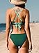 CUPSHE Bikini Set for Women Two Piece Swimsuits V Neck Low Rise Crisscross Back Self Tie Spaghetti Straps,XL Green/Teal