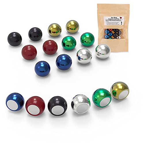 Ant Mag Push Pin Magnets - 18 Pack Metal Magnetic Push Pins Round Spherical Pin Magnets Mini with Assorted Colors Perfect for Whiteboard Magnets Office Magnets Map Magnets Refridgerator Magnets