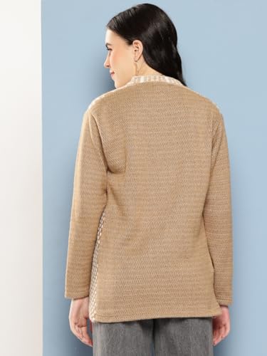 Image of Aarika Womens Winter Wear Maroon Colour Geometric Woolen Cardigan