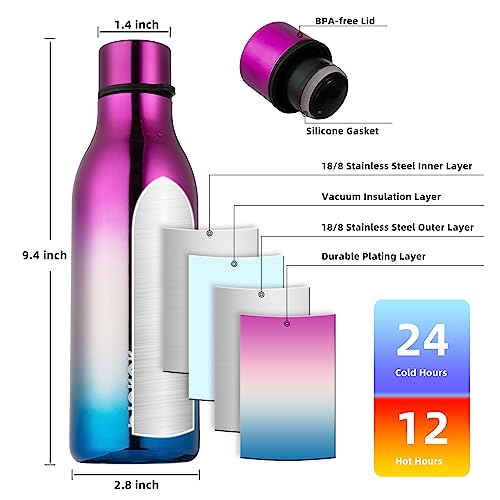 Image of BJPKPK Insulated Water Bottles, 18 oz Stainless Steel Metal Water Bottle with Strap, BPA Free Leak Proof Jugs, Mugs, Flasks, Reusable Thermal Flasks for Sports & Travel, Wonderland