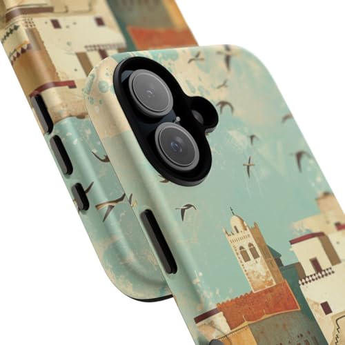 Coque iPhone 16 Illustration Ville Côtière Marocaine Rigide Mate - 2