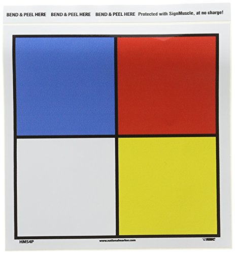 National Marker HMS4P lot de 5 étiquettes en vinyle PS de taille 11,4 x 11,4 cm