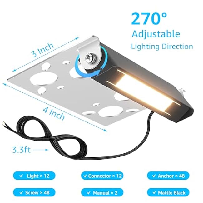 SUNVIE 12 Pack 4 Inch Retaining Wall Lights 3W LED Hardscape Lighting 12V AC/DC Low Voltage Landscape Lights Waterproof Outdoor Step Lights with Connectors 2700K Soft White LED Hardscape Paver Light