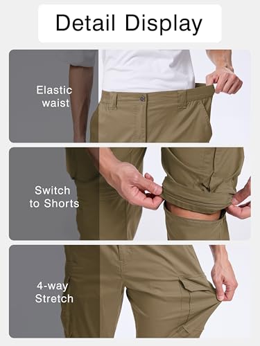 NATUVENIX Hiking Pants Men Quick Dry Convertible Fishing Pants for Men Zip Off Lightweight Mens Cargo Pants Outdoor Travel 5