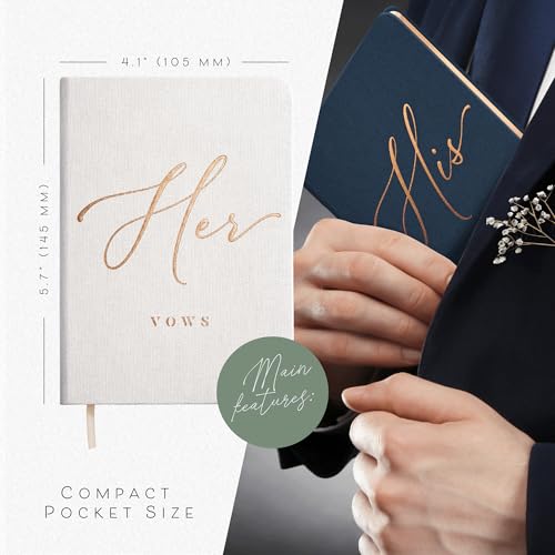 Image of ARTESORI Vow Books His and Hers - Linen Wedding Vow Books Perfect as Bride & Groom Gifts, Wedding Registry Ideas - His & Hers Gifts Wedding Vow Book - Wedding Essentials & Accessories (White & Navy)