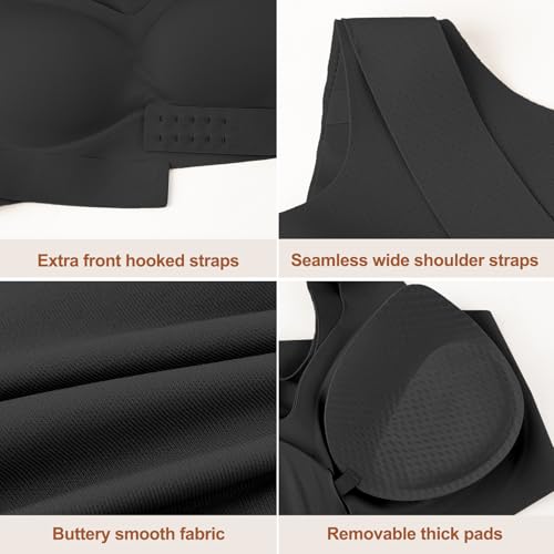 Starmiss Posture Bra for Women Wireless Push Up Bralette Full Coverage Back Support Brasieres