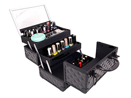 Maleta profissional para maquiagem com espelho (PRETA)