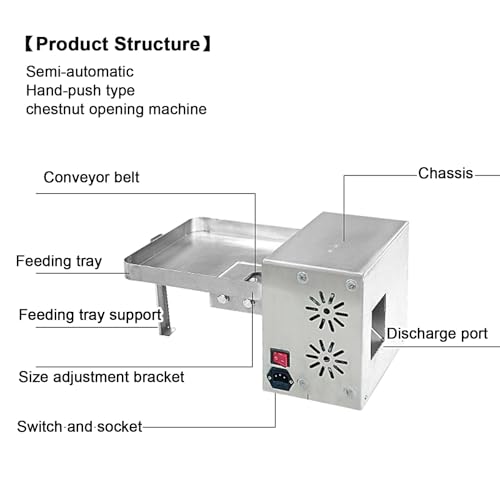 Ouvre-châtaignier, découpeuse semi-automatique en acier inoxydable avec coupe réglable, 30 à 35 kg/h pour usage domestique et commercial