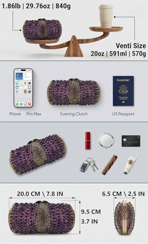 Image of Boutique De FGG Mini Sparkly Crystal Clutch Purse for Women,Evening Bags with Spikes,Wedding Party Rhinestone Clutch Handbag