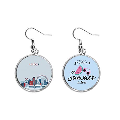Pendientes de sandía azul estilo London Bridge para moda de lóbulo