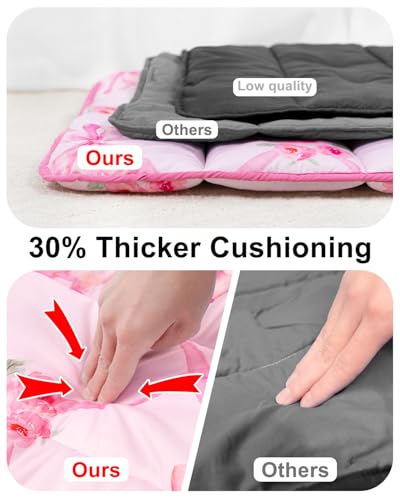 Image of Primlect Thickened Toddler Nap Mat with Removable Pillow and Minky Blanket, Extra Large 55''x35'' Sleeping Bag, Washable, Roll up, Perfect for Daycare, Preschool, Kindergarten, Boys and Girls Bow