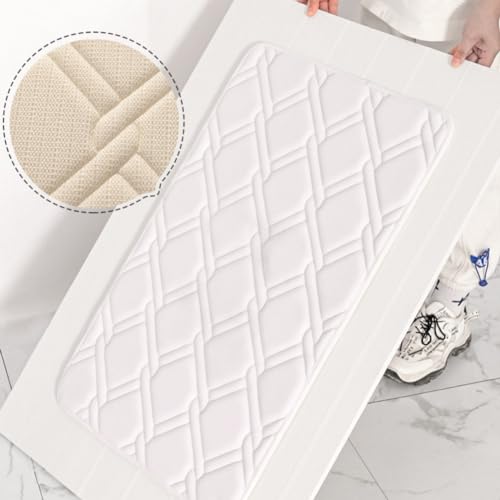 XYSaiXuan Memory Foam Bathroom Rug, Extra Thick Soft Absorbent Bath Mat, Non-Slip Quick Drying Shower Mat, Machine Washable Bathroom Floor Carpet Bathroom Decor for Tub Toilet (White,16\'\'×24\'\')