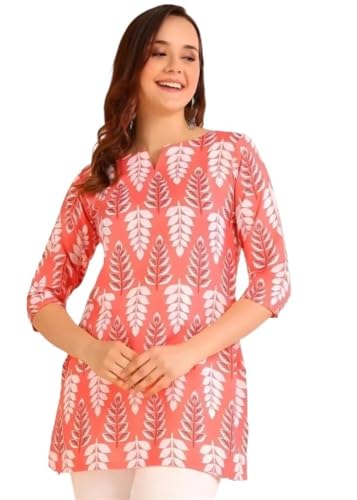 Image of MS VHCK ENTERPRISE Women's Short Kurti in TopsTunic Rayon Cotton Blend | Ladies Ethnic Tunic
