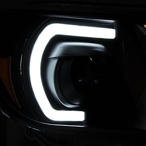 AKKON - For [TRD PRO U-Bar] [Mono-Eye] 2012 2013 2014 2015 Toyota Tacoma LED DRL Projector Black Headlights Pair