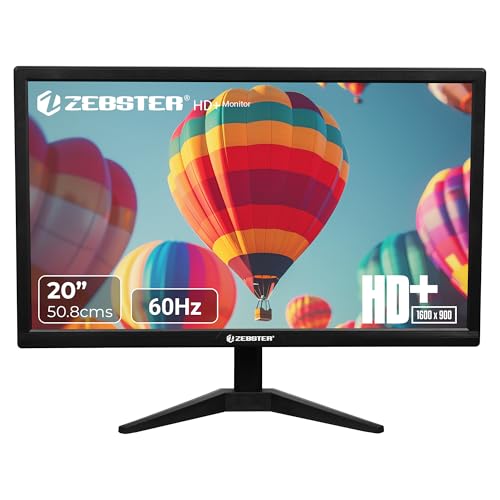 ZEBSTER GV120 20 Inch (50.8 cm) LED Monitor with Dual HDMI & VGA Input, HD+ 1600 x 900, 250nits Brightness, 16.7M Colors, 16:9 Aspect Ratio, Wall Mountable view 1