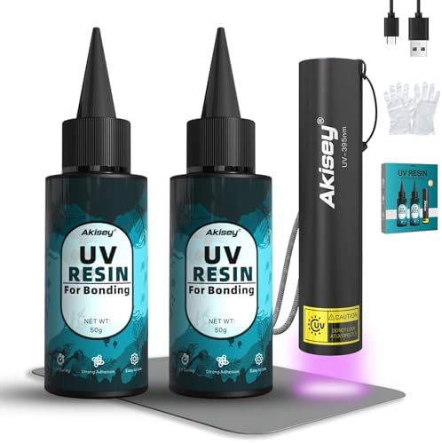 Akisey 100g UV Resin Kit with Light for Bonding & Fast Curing in Seconds