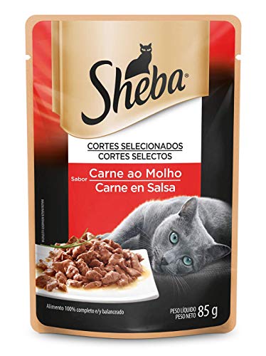 Ração Úmida Para Gatos Sheba Sachê Cortes Selecionados Carne ao Molho Adultos 85g