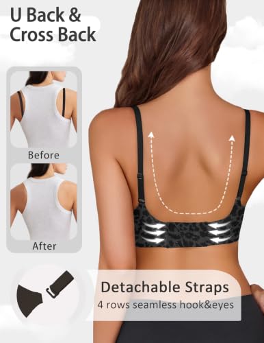Image of Avidlove Bras for Women No Underwire Seamless Push Up Bra Wireless Soft Bralettes Scalloped Full Coverage Everyday Bra