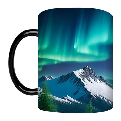 Luieonm Color Changing Mugs, Heat Sensitive Cute Coffee Cup, Northern Lights Design Ceramic Mug, for Man, Women, Mom, Wife and Father